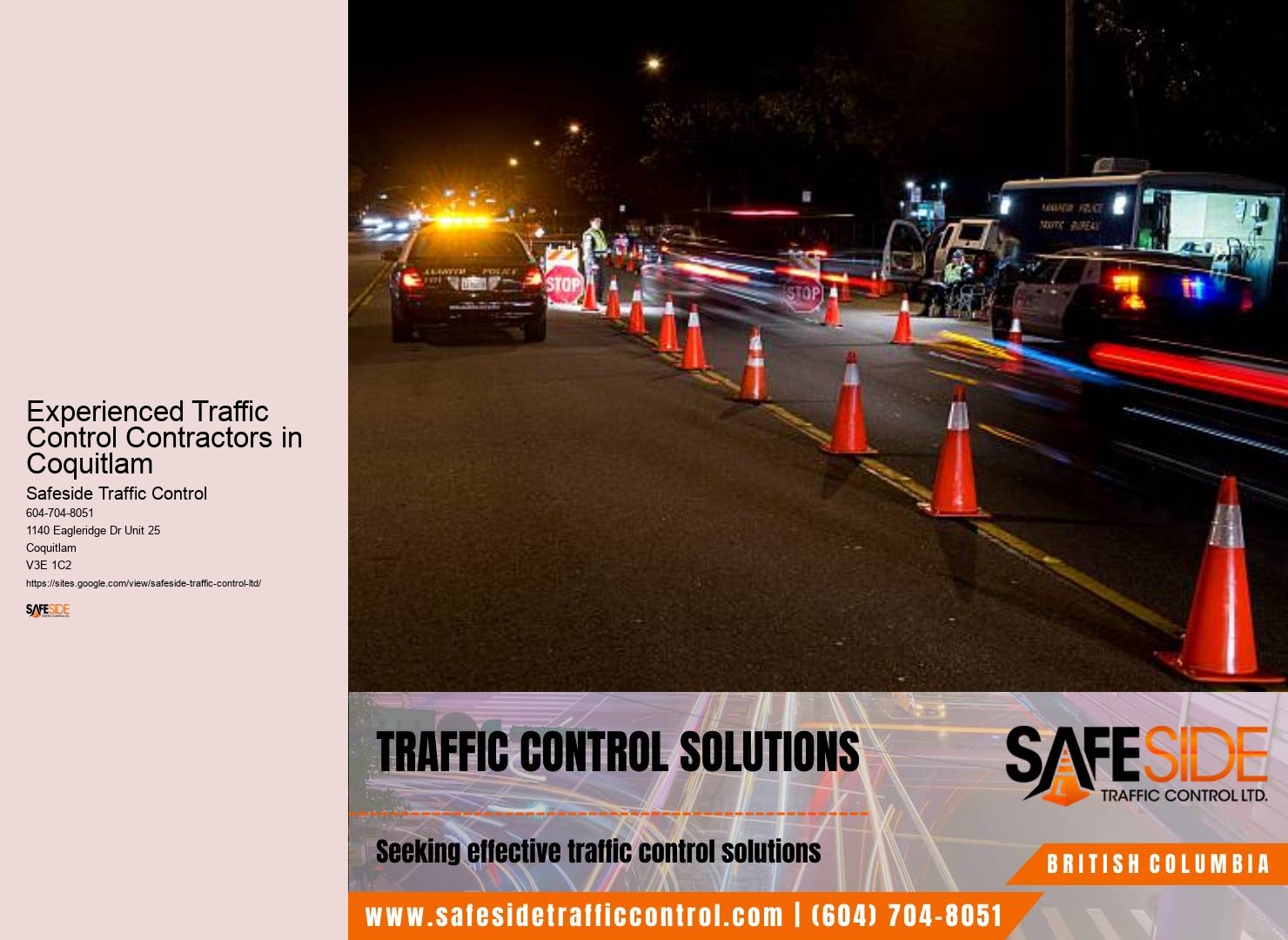 Experienced Traffic Control Contractors in Coquitlam construction site traffic control