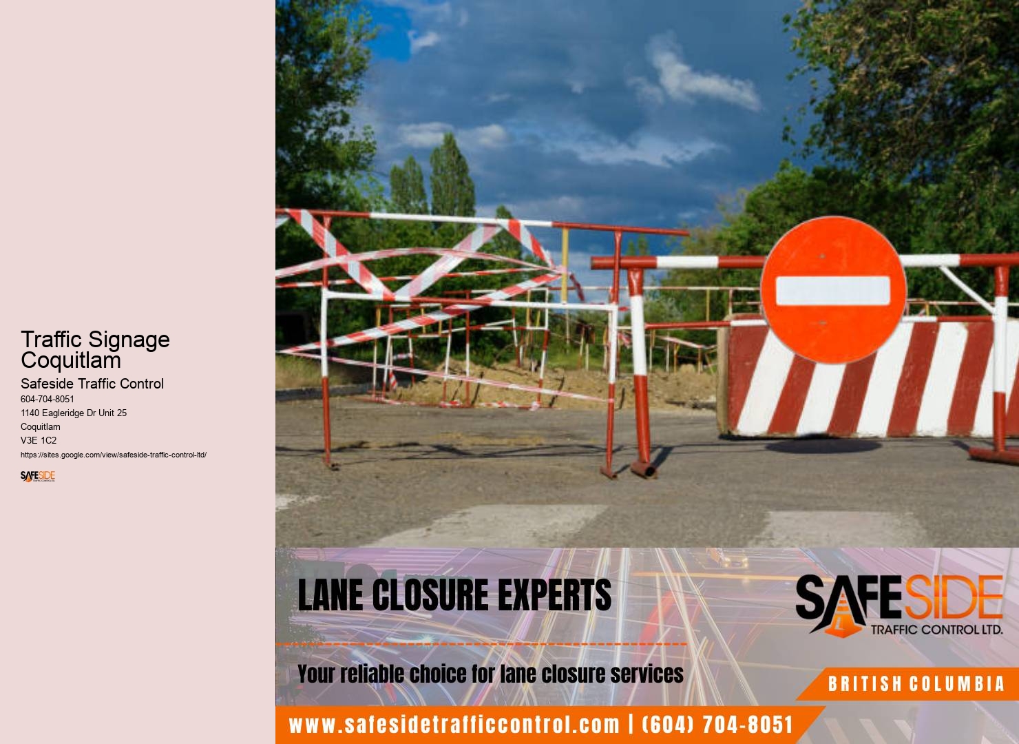 Construction site traffic control Traffic Signage Coquitlam